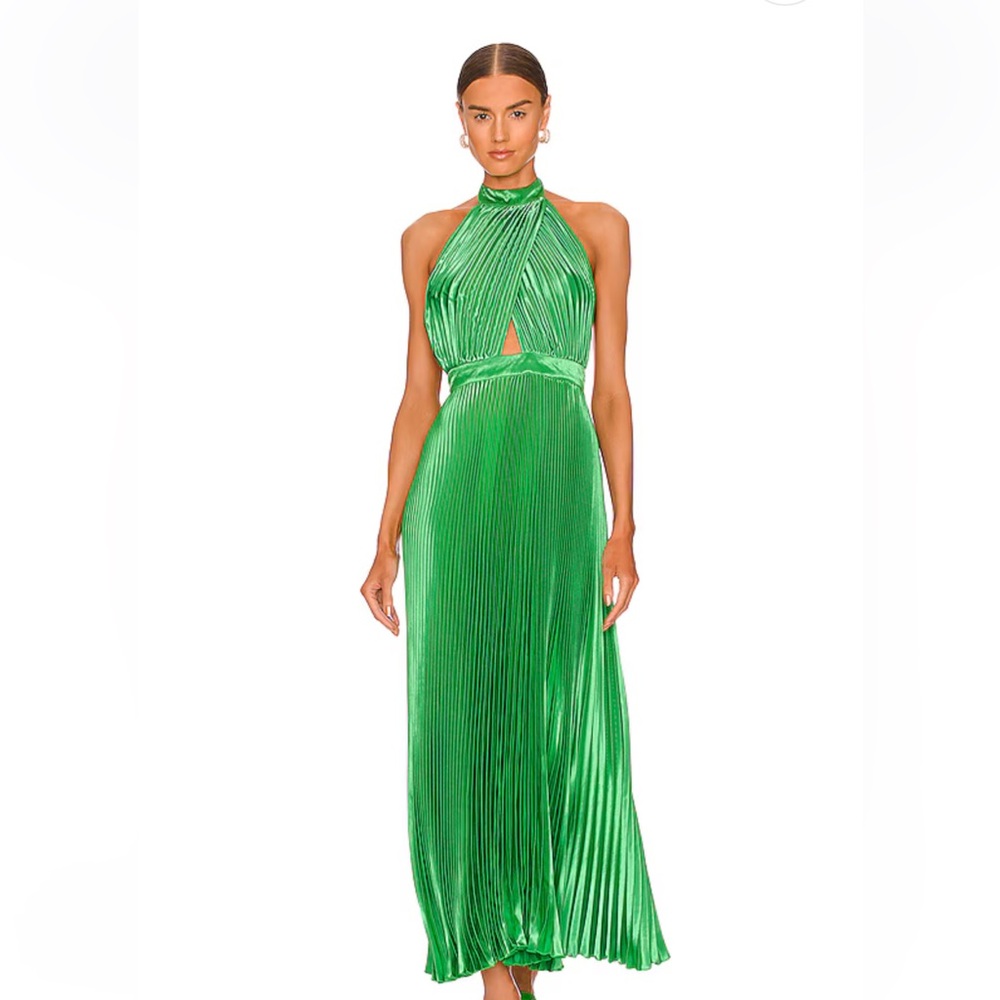 L’IDEE Renaissance Midi Dress in bright green - summer wedding perfection!